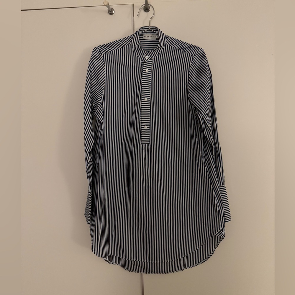 Harshman Woman’s Derrington Striped Cotton Button-Front Tunic Dress Size Medium